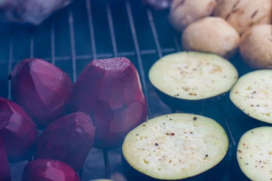 Cold smoked vegetables eggplant beetroot large