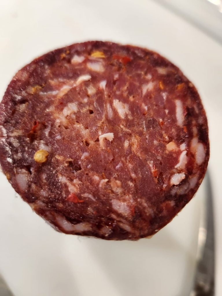 Cross section of a salami with good bind.
