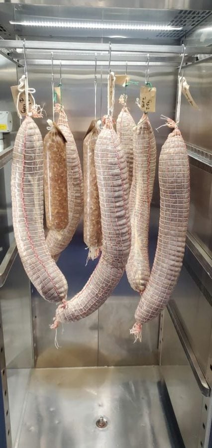 These netted salami we stuffed.